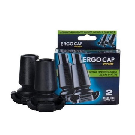 ERGOACTIVES Ergoactives A018 Ergocap Universal Ultralite Cane Rubber Tip; 2 Piece A018